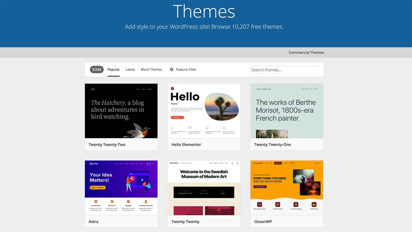 Exemples de themes gratuits sur WordPress